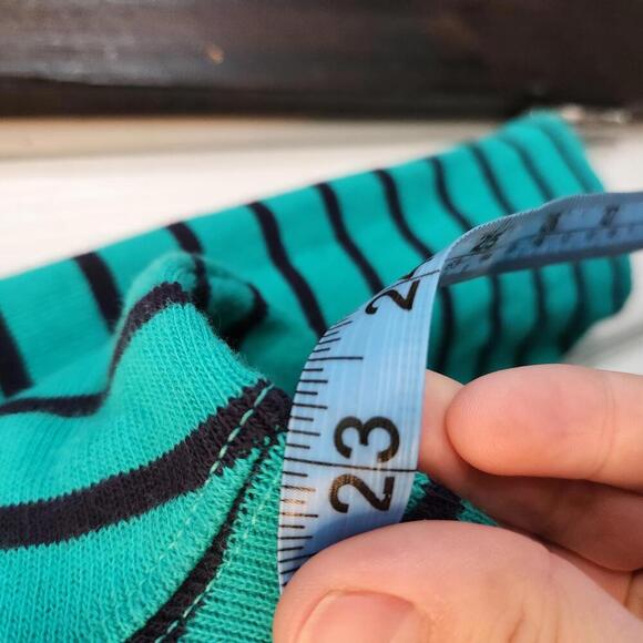 L.L.Bean Women's Teal/Navy Striped 100% Cotton Top, Size Large - Picture 6 of 8